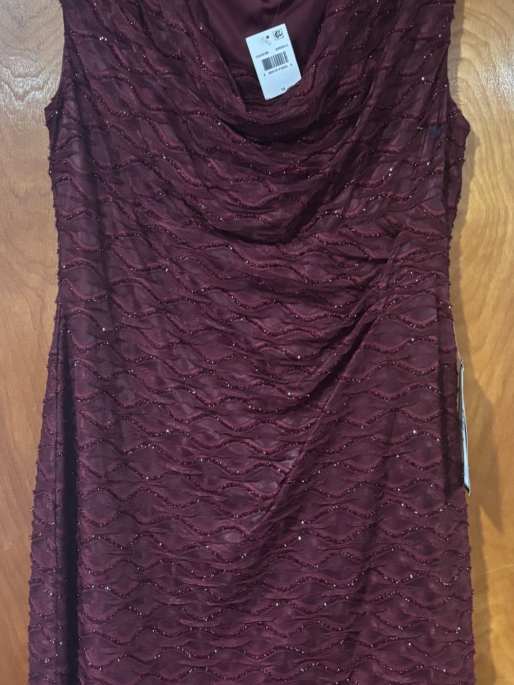 connected apparel Cowl Neck Sleeveless Dress - Burgundy